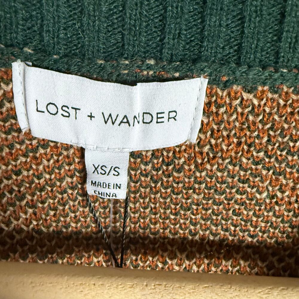 Lost + Wander Rosetta Green Floral Knit Crewneck Pullover Sweater Size S - Picture 8 of 10
